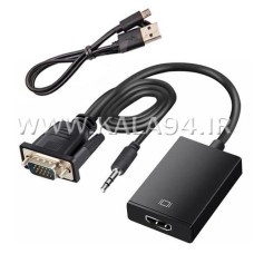 مبدل VGA M به HDMI F کنسولی / کابلی / با کابل صدا / به همراه کابل میکرو / تک پک جعبه ای